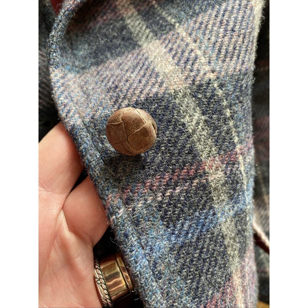 Vintage S/M Evan Picone Wool Blend Plaid Blazer Womens Coat Jacket Elbow Patches - Picture 10 of 16